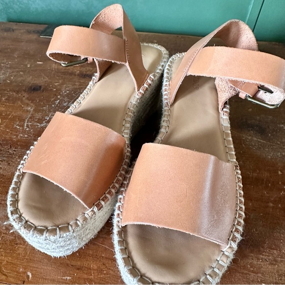 Soludos Sandals Minorca Platform Leather Espadrille Wedge Nude Tan Buckle Sz 8 - Picture 15 of 15